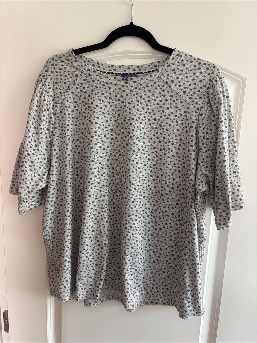 Democracy Light Gray Tee with Charcoal Dot Print